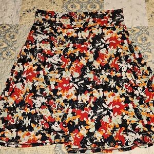 LuLaRoe A-Line Skirt in Black, Red, White & Yellow Floral